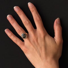 French 19th Century Napoleon 3 18 Karat Rose Gold Hematite Ring