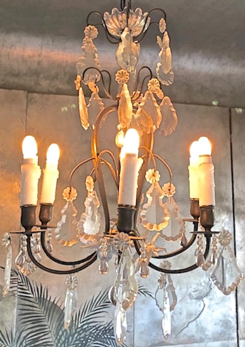 French 19th century Napoleon III crystal chandelier with 6 outer lights.