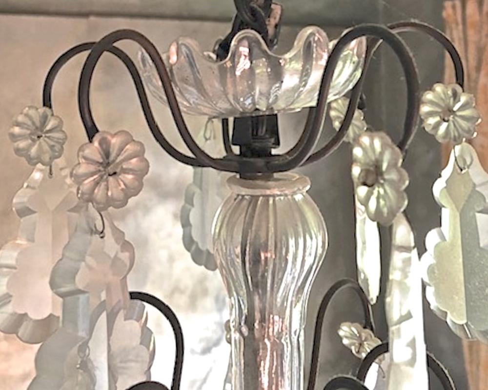 French 19th Century Napoleon III Crystal Chandelier with 6 Outer Lights In Distressed Condition In Santa Monica, CA