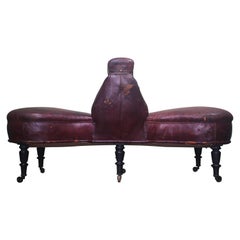 French 19th Century Napoleon III Curios Double Ended Maroon Leather Chair