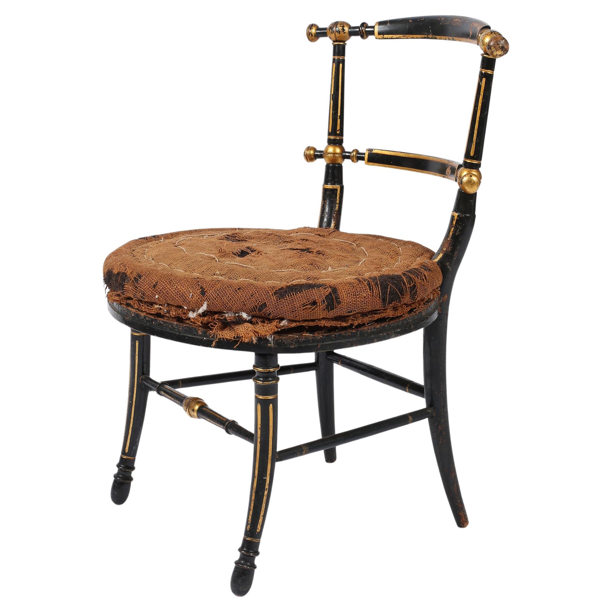 French 19th Century Napoleon III Ebonised and Parcel Gilt Occasional Chair