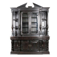 French 19th Century Napoleon III Ebonized Breakfront Bibliothèque