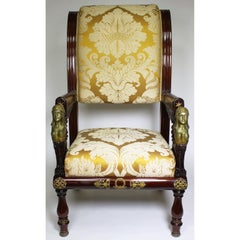 French 19th Century Napoleon III Egyptian Revival Bronze Mounted Throne Armchair