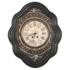 Antique French 19th Century Napoleon III Mother of Pearl Inlay Wall Clock