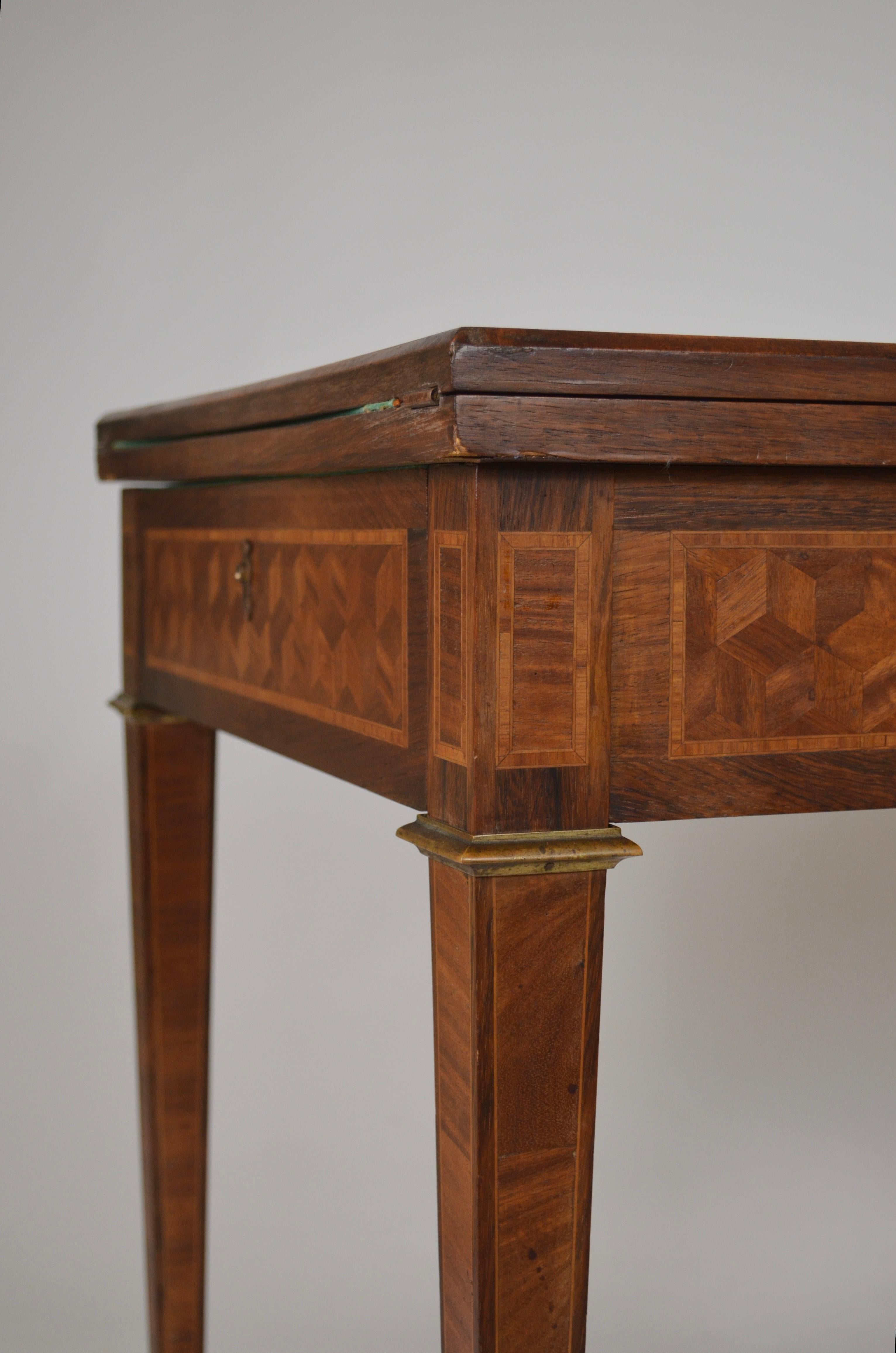 Fruitwood French 19th Century Napoleon III Parquetry Game Table For Sale