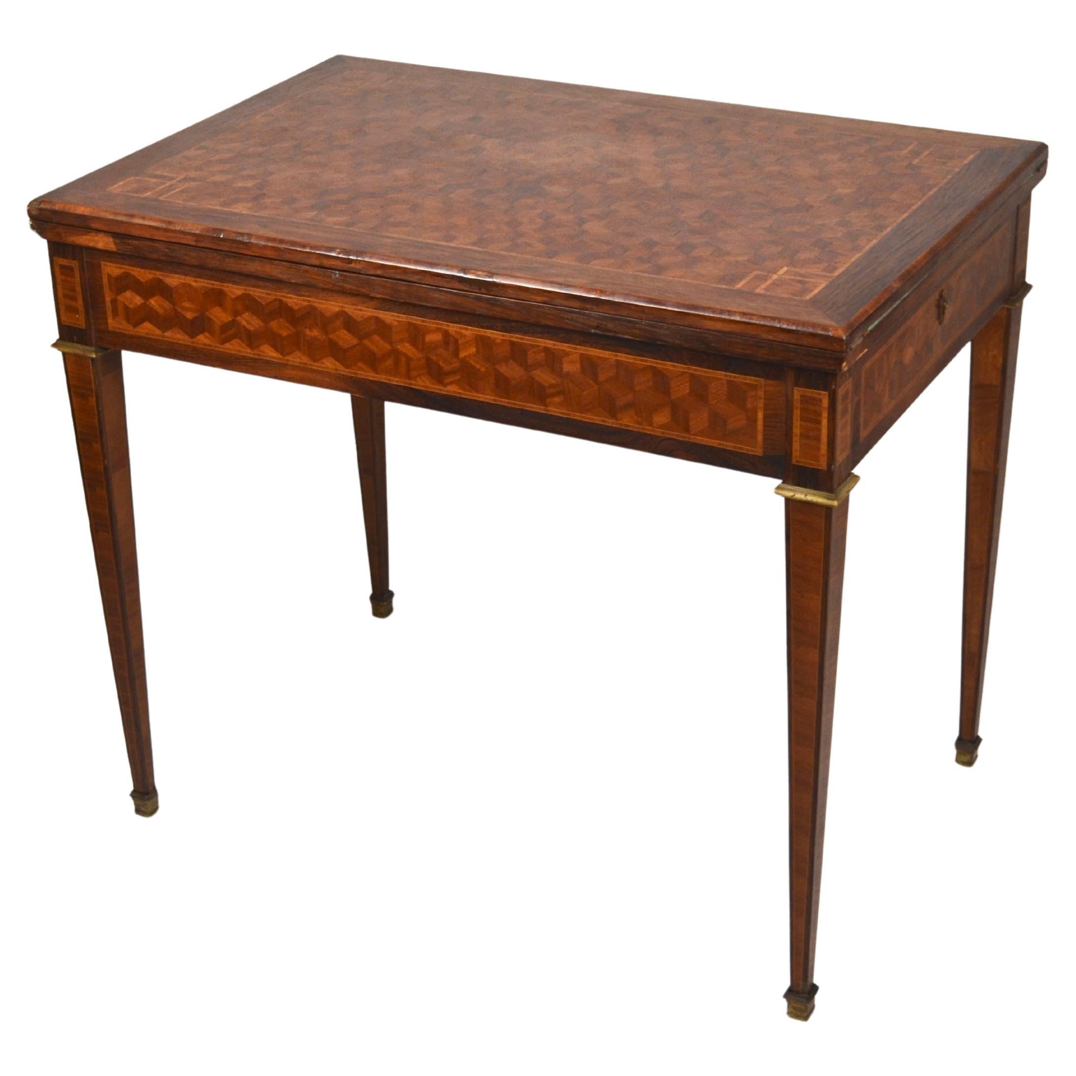 French 19th Century Napoleon III Parquetry Game Table For Sale