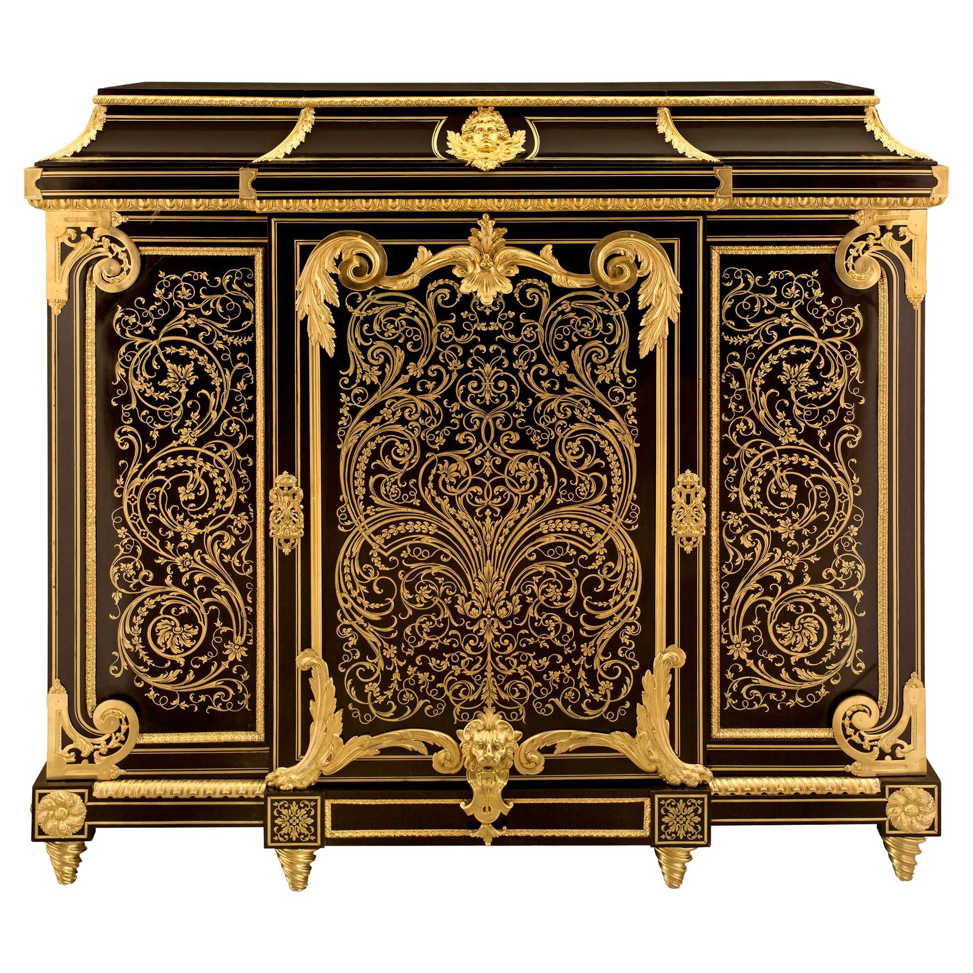 French 19th Century Napoleon III Period Boulle Cabinet À Hauteur D’Appui For Sale