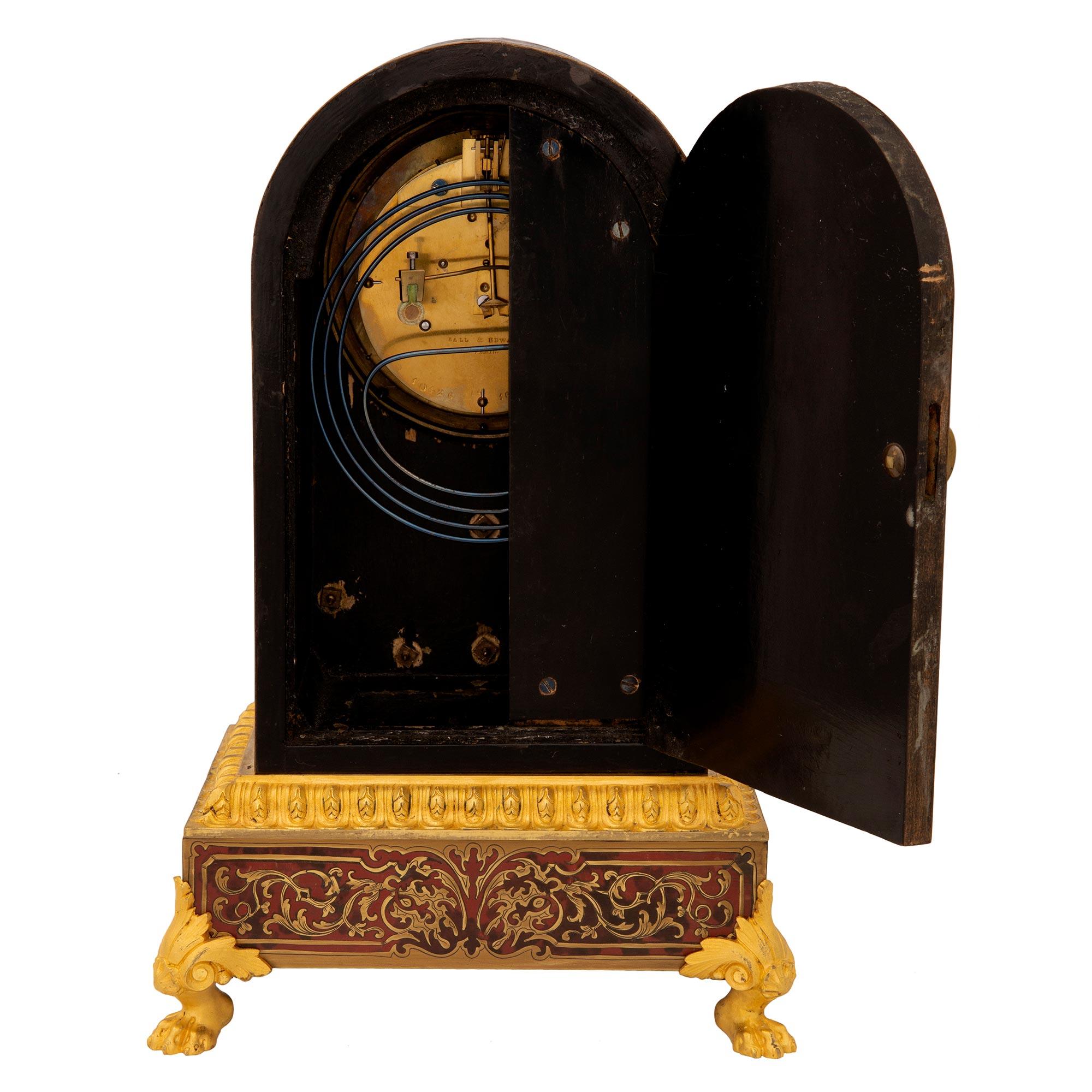 French 19th Century Napoleon III Period Boulle Clock For Sale 1