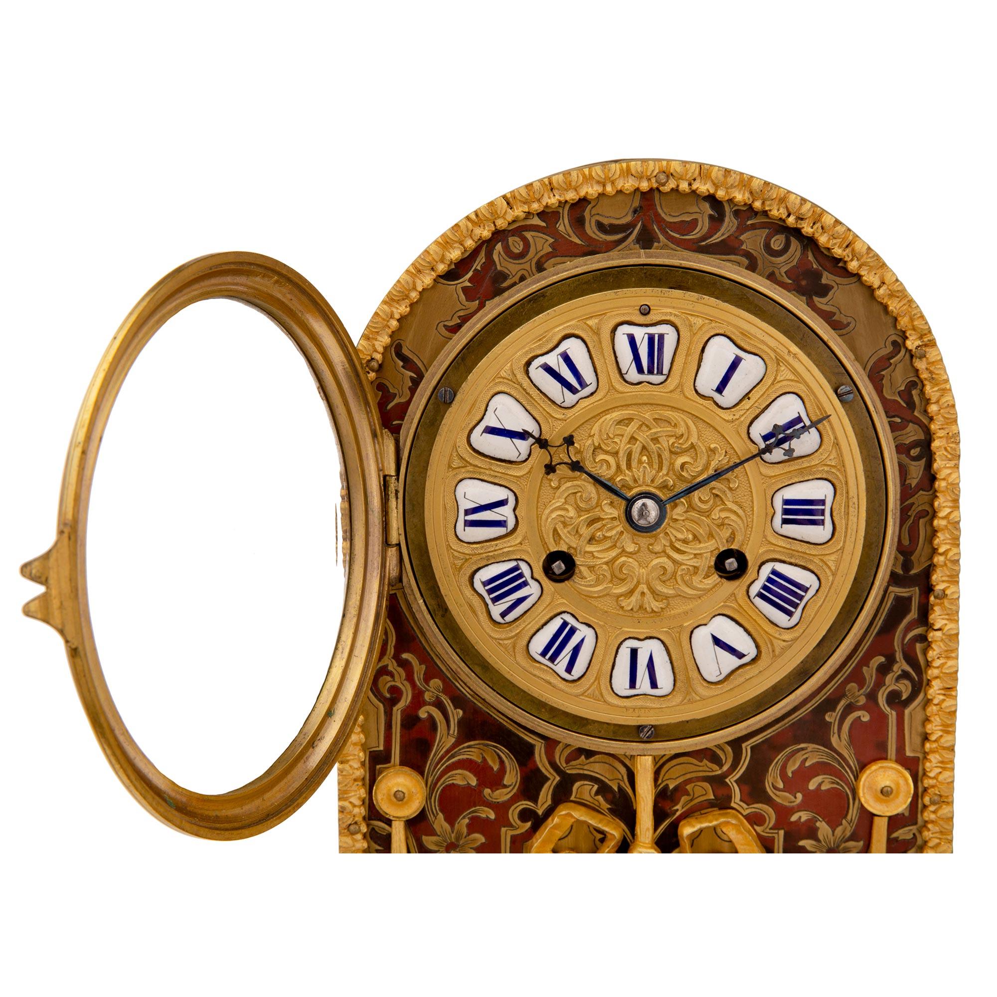 French 19th Century Napoleon III Period Boulle Clock For Sale 2
