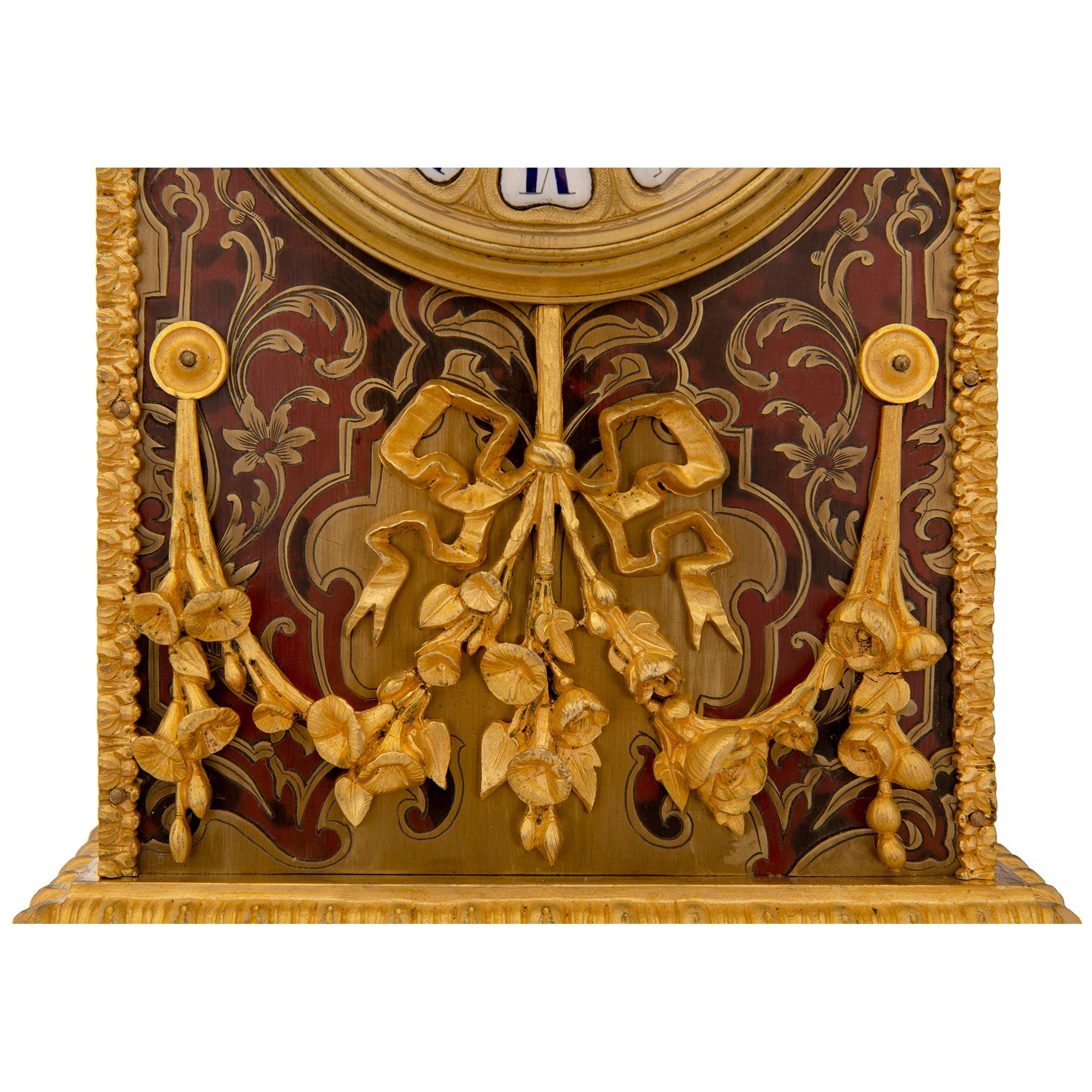 French 19th Century Napoleon III Period Boulle Clock For Sale 3