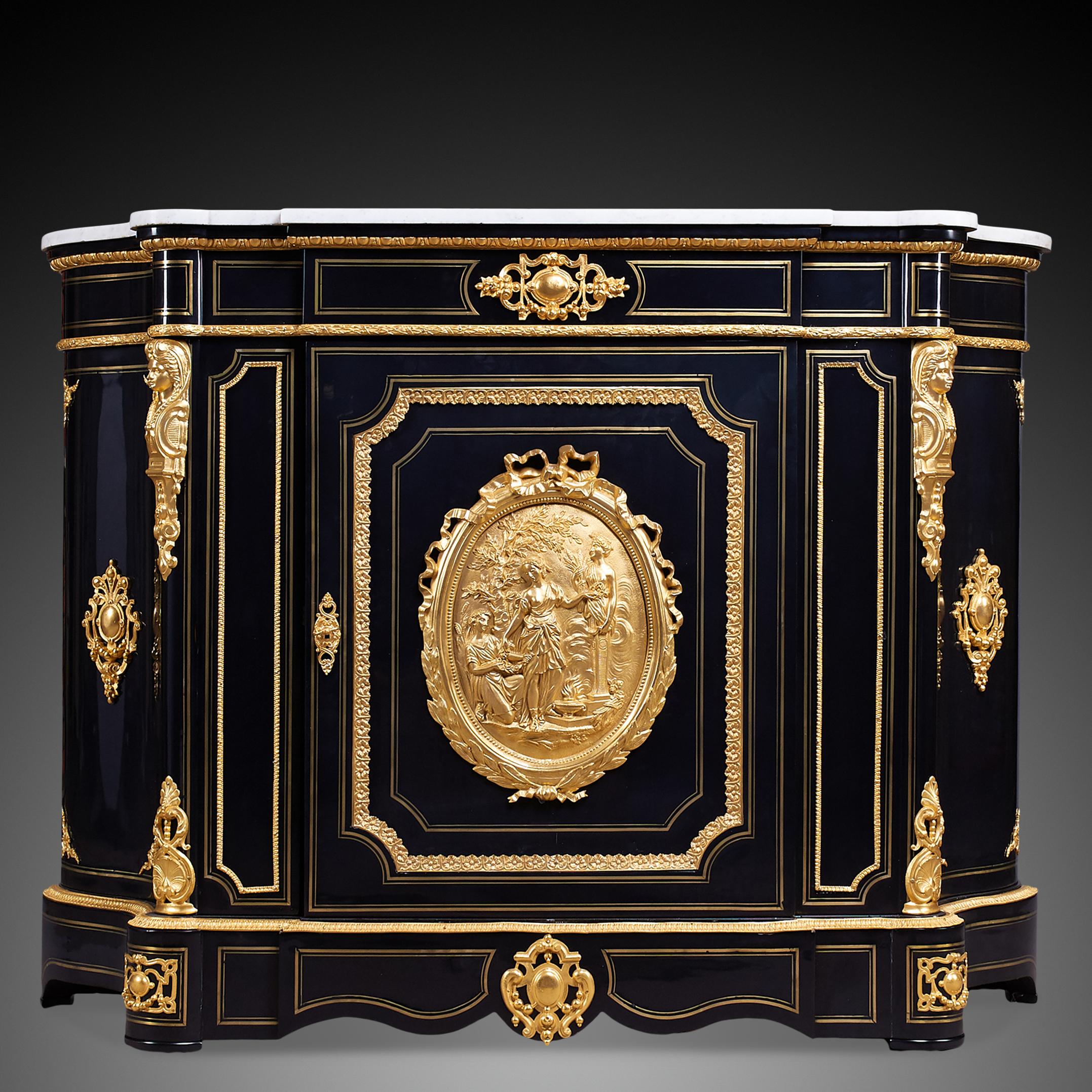 Gilt French 19th Century Napoleon III Period Cabinet For Sale