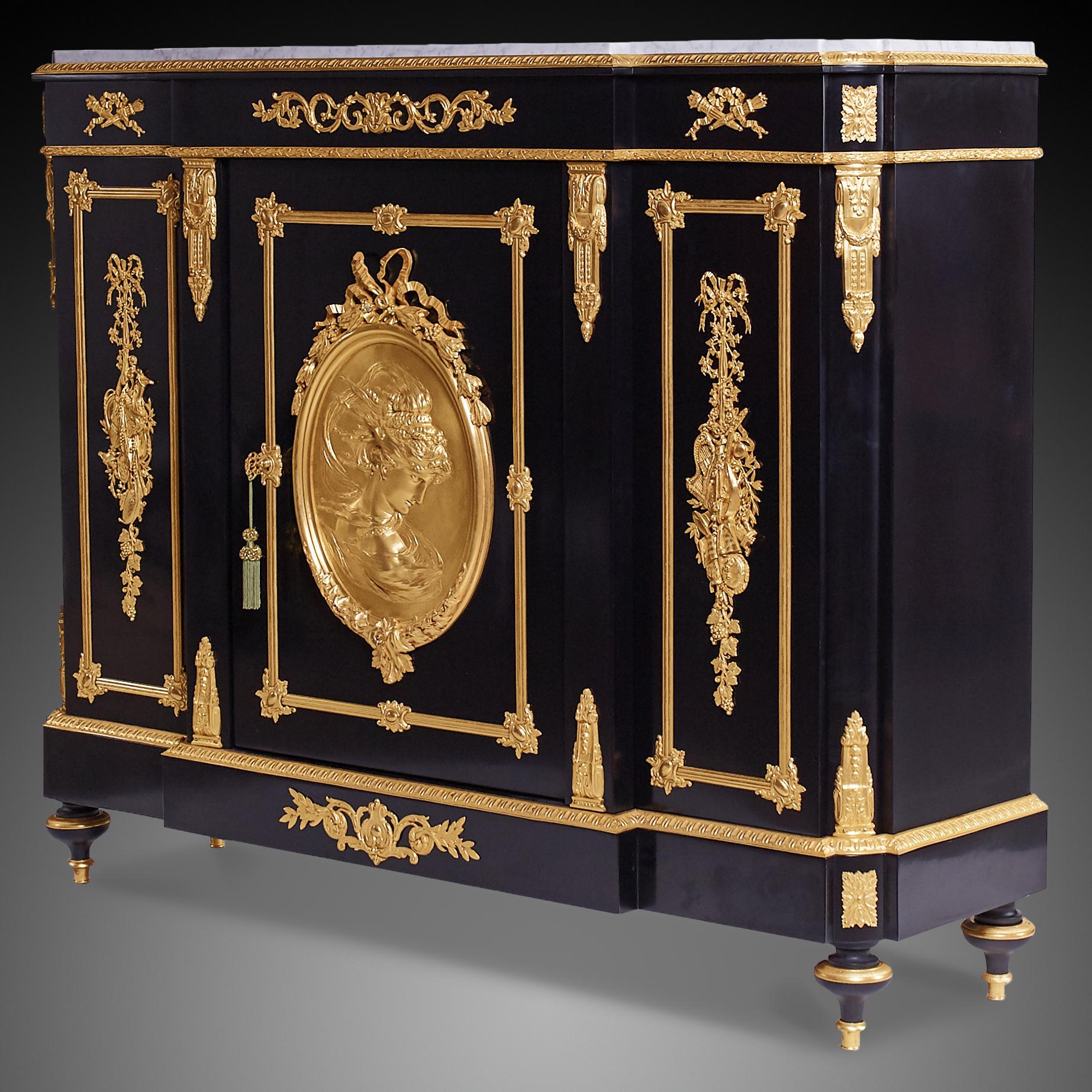 Gilt French 19th Century Napoleon III Period Cabinet by Diehl