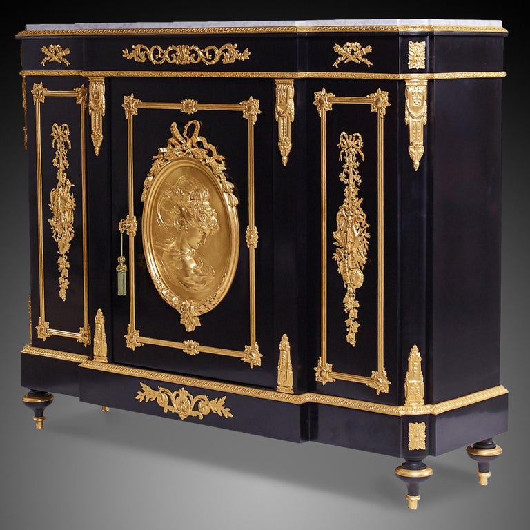 Gilt French 19th Century Napoleon III Period Cabinet by Diehl For Sale