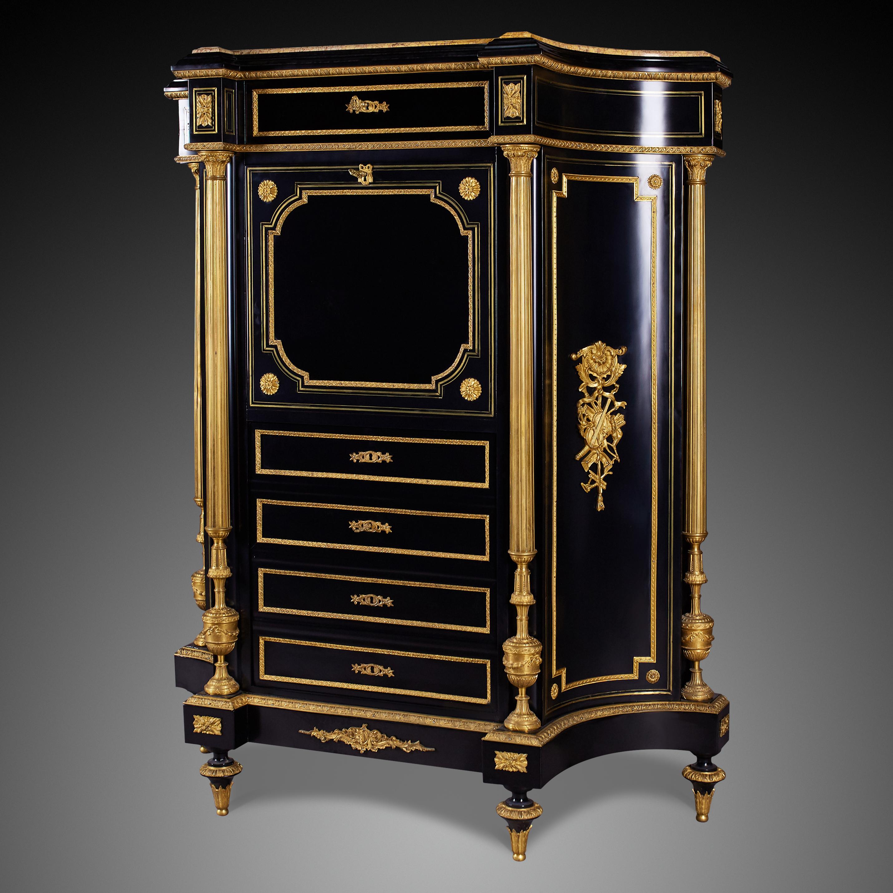 Gilt French 19th Century Napoleon III Period Cabinet For Sale
