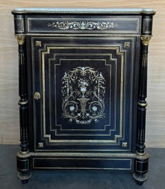 French 19th Century Napoleon III Period Cabinet with metal inlays