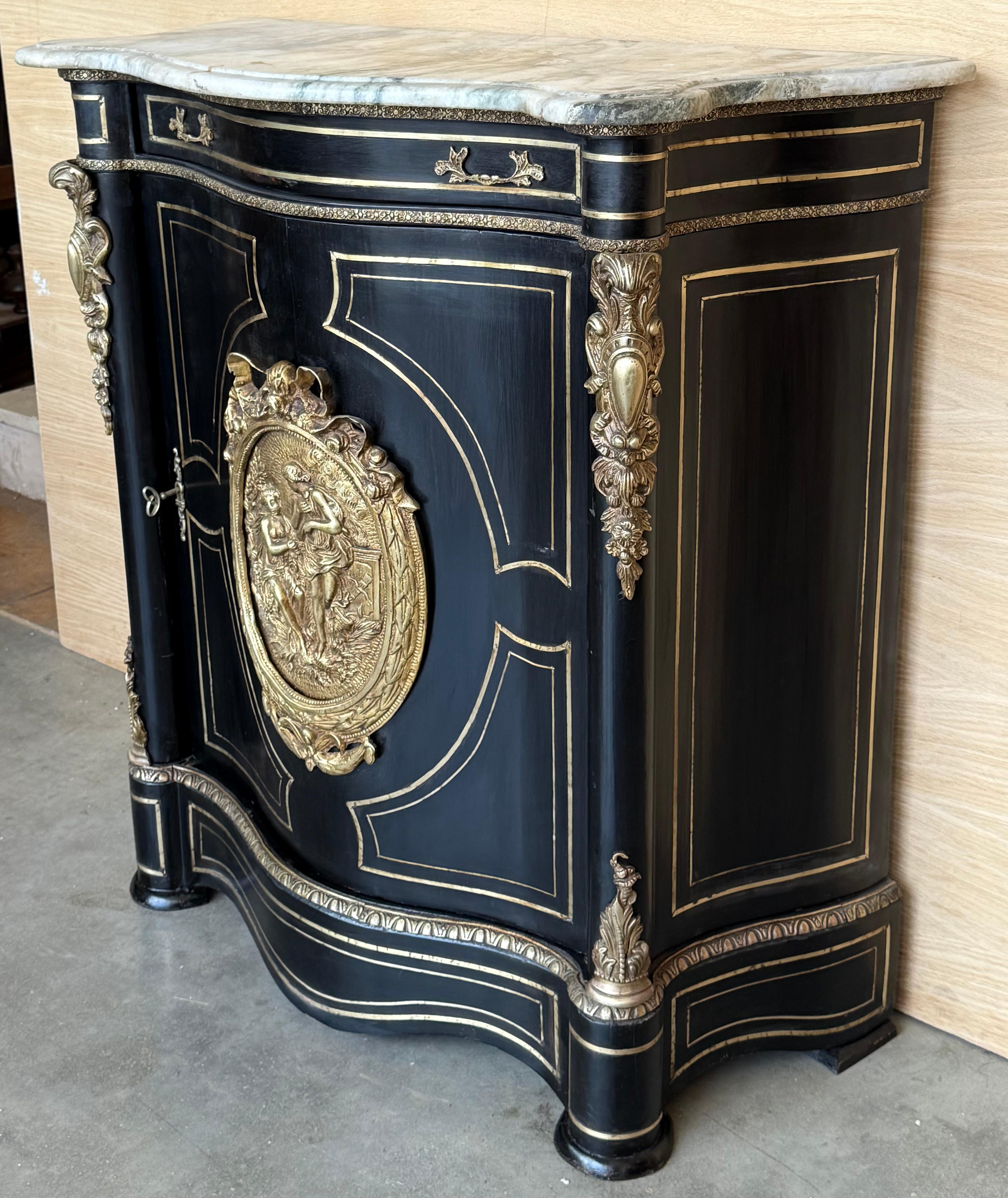 Francese Mobile francese del XIX secolo del periodo di Napoleone III con intarsi in metallo in vendita