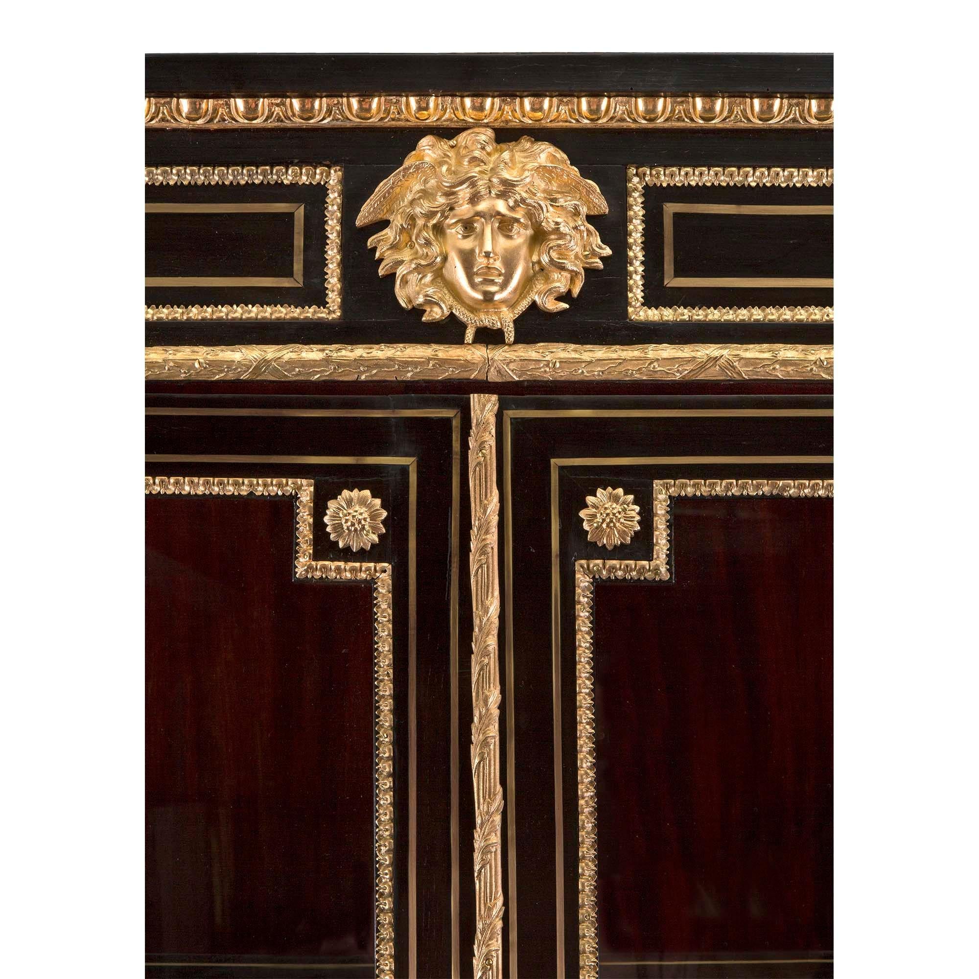 French 19th Century Napoleon III Period Ebony, Brass and Ormolu Boulle Vitrine For Sale 2