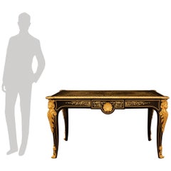 French 19th century Napoleon III Period Ebony, Brass and Ormolu desk