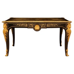 Bureau d'époque Napoléon III en ébène, laiton et bronze doré du XIXe siècle
