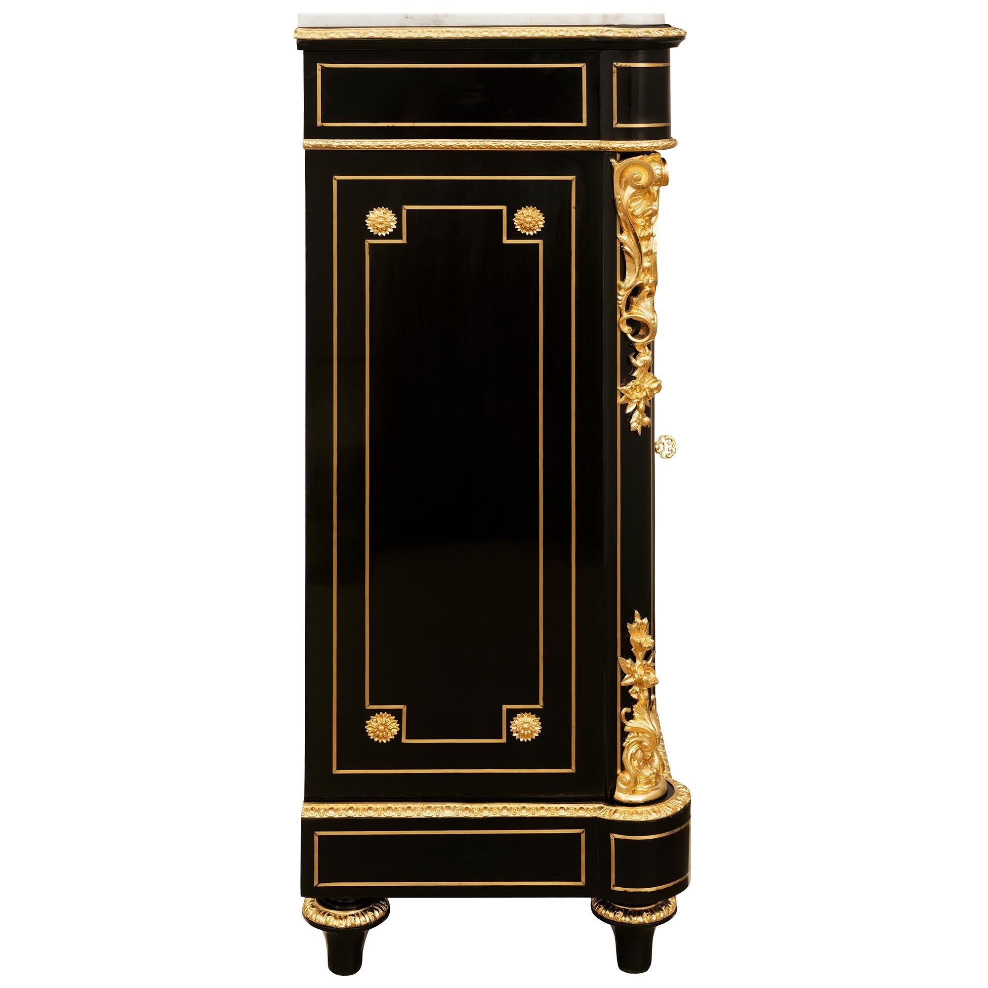 19th Century French 19th century Napoleon III Period Ebony, Porcelain and Ormolu cabinet For Sale