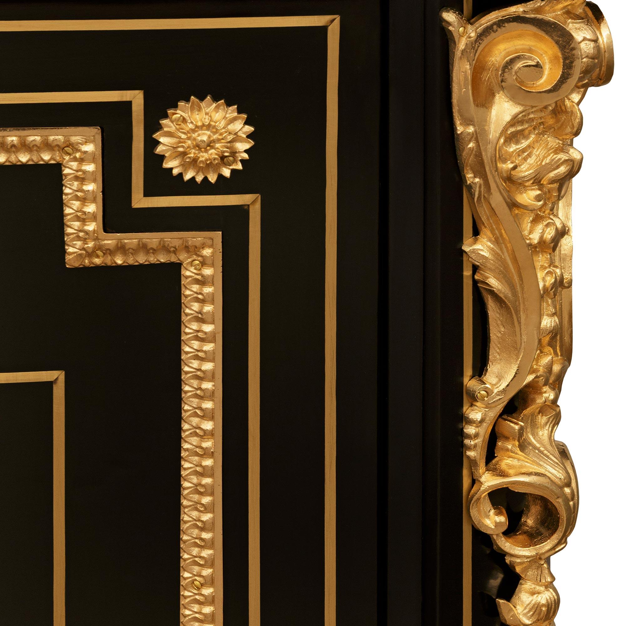 French 19th century Napoleon III Period Ebony, Porcelain and Ormolu cabinet For Sale 3