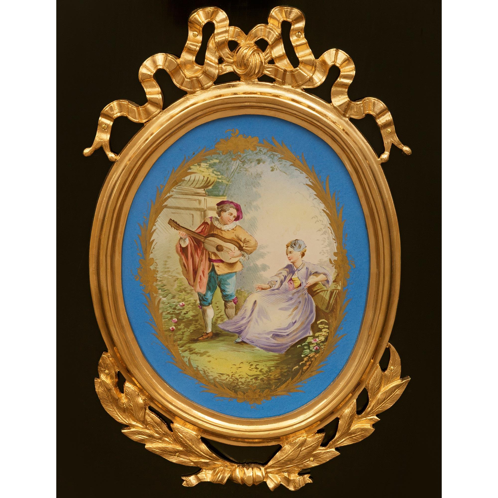 French 19th century Napoleon III Period Ebony, Porcelain and Ormolu cabinet For Sale 4