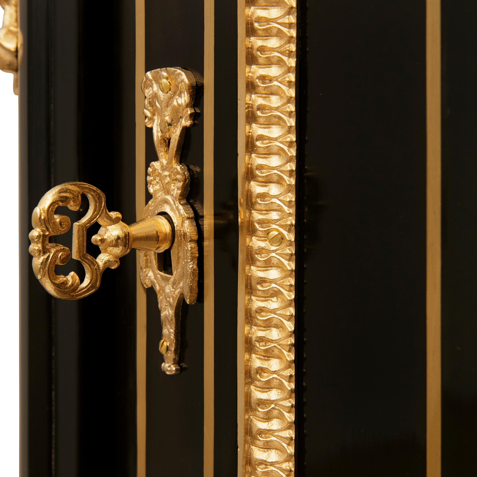 French 19th century Napoleon III Period Ebony, Porcelain and Ormolu cabinet For Sale 6