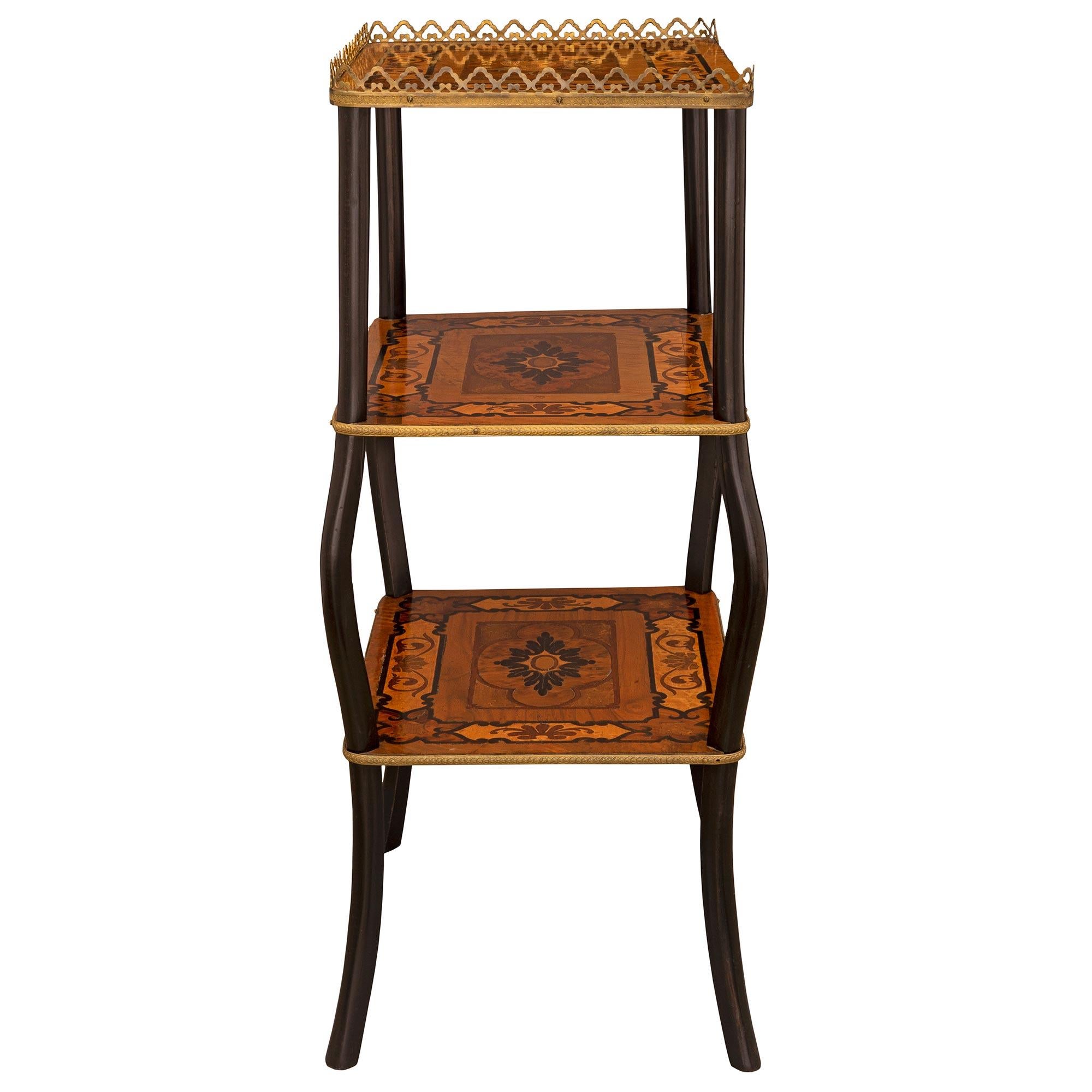 French 19th Century Napoleon III Period Ebony, Exotic Wood, & Ormolu Side Table In Good Condition For Sale In West Palm Beach, FL