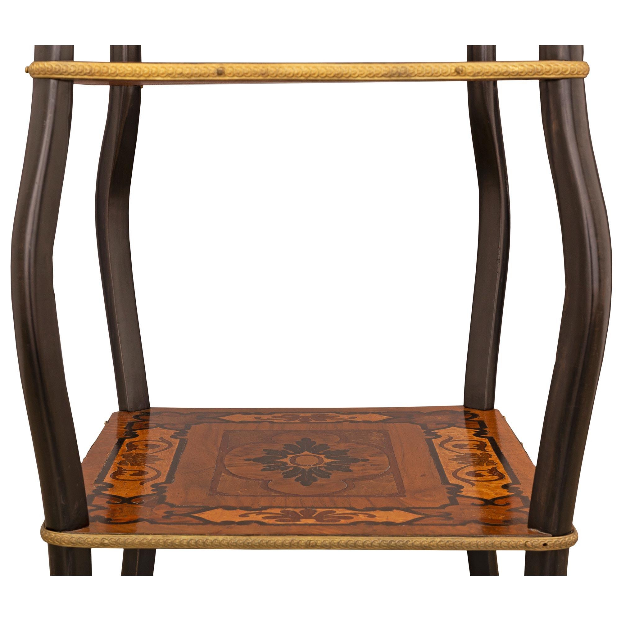 French 19th Century Napoleon III Period Ebony, Exotic Wood, & Ormolu Side Table For Sale 5