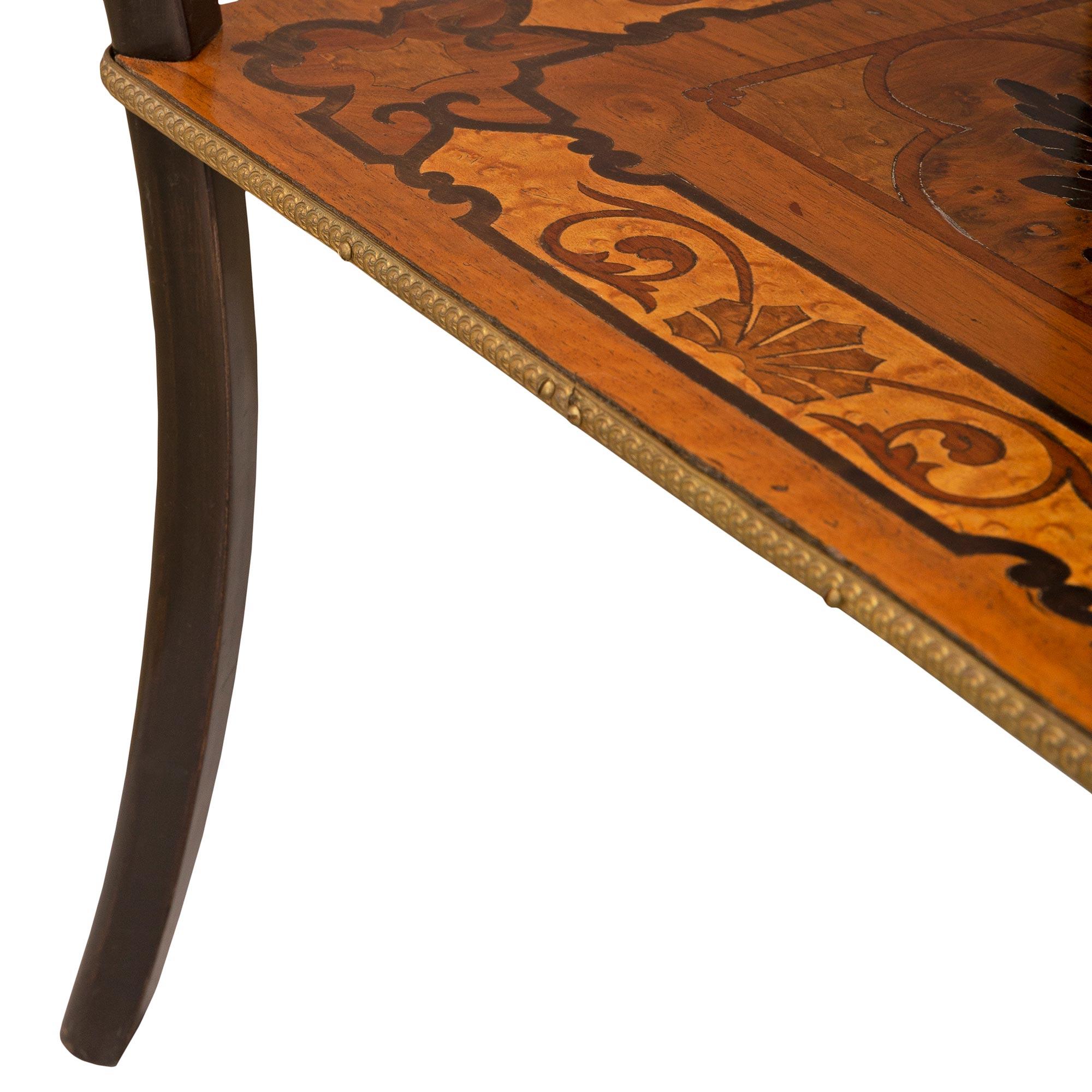 French 19th Century Napoleon III Period Ebony, Exotic Wood, & Ormolu Side Table For Sale 6