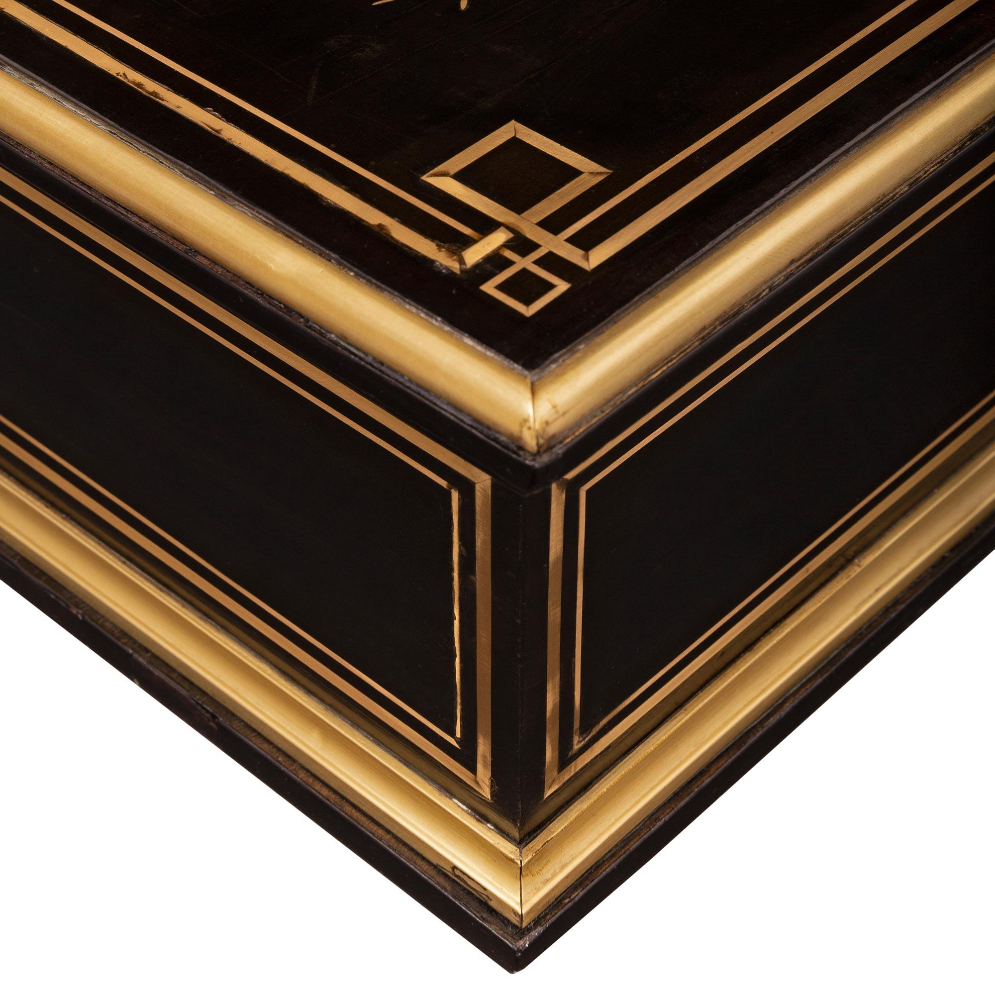 French 19th Century Napoleon III Period Ebony, Ormolu, and Brass Box For Sale 4