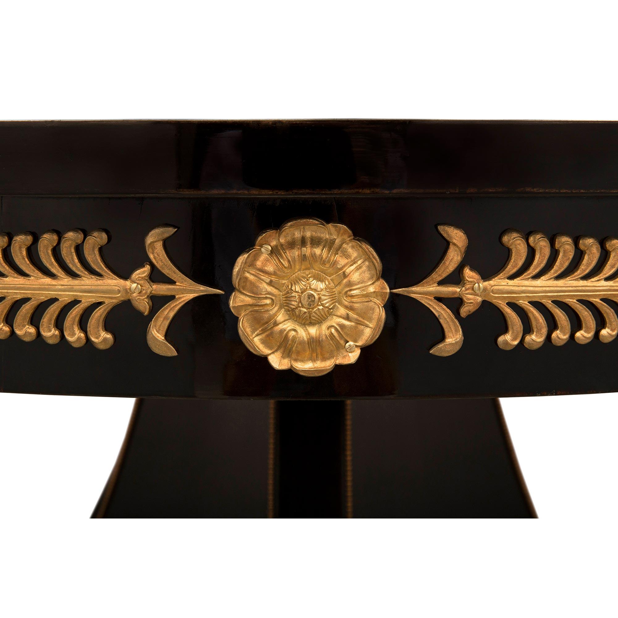 French 19th Century Napoleon III Period Ebony Ormolu and Giltwood Center Table For Sale 2