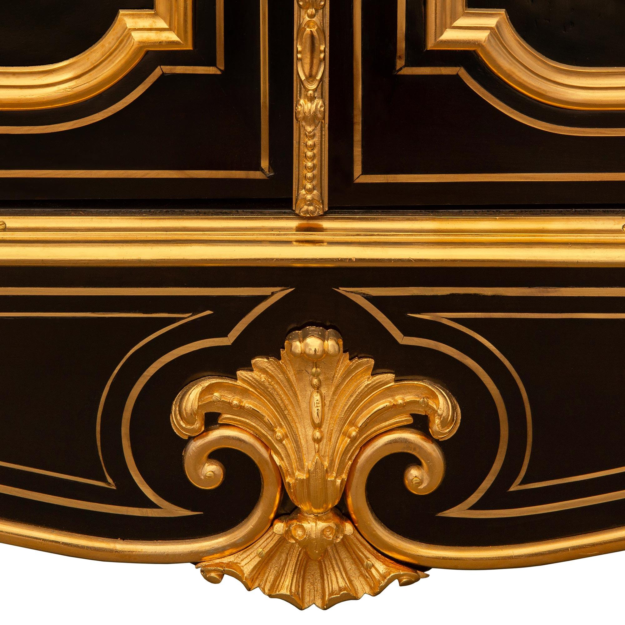 French 19th century Napoleon III Period Ebony, Ormolu and marble cabinet For Sale 6