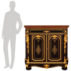 French 19th century Napoleon III Period Ebony, Ormolu and marble cabinet