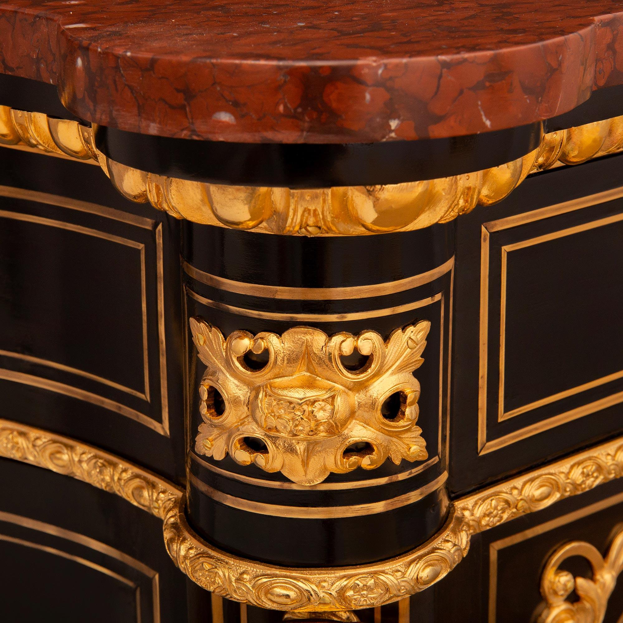 French 19th century Napoleon III Period Ebony, Ormolu and marble cabinet For Sale 2