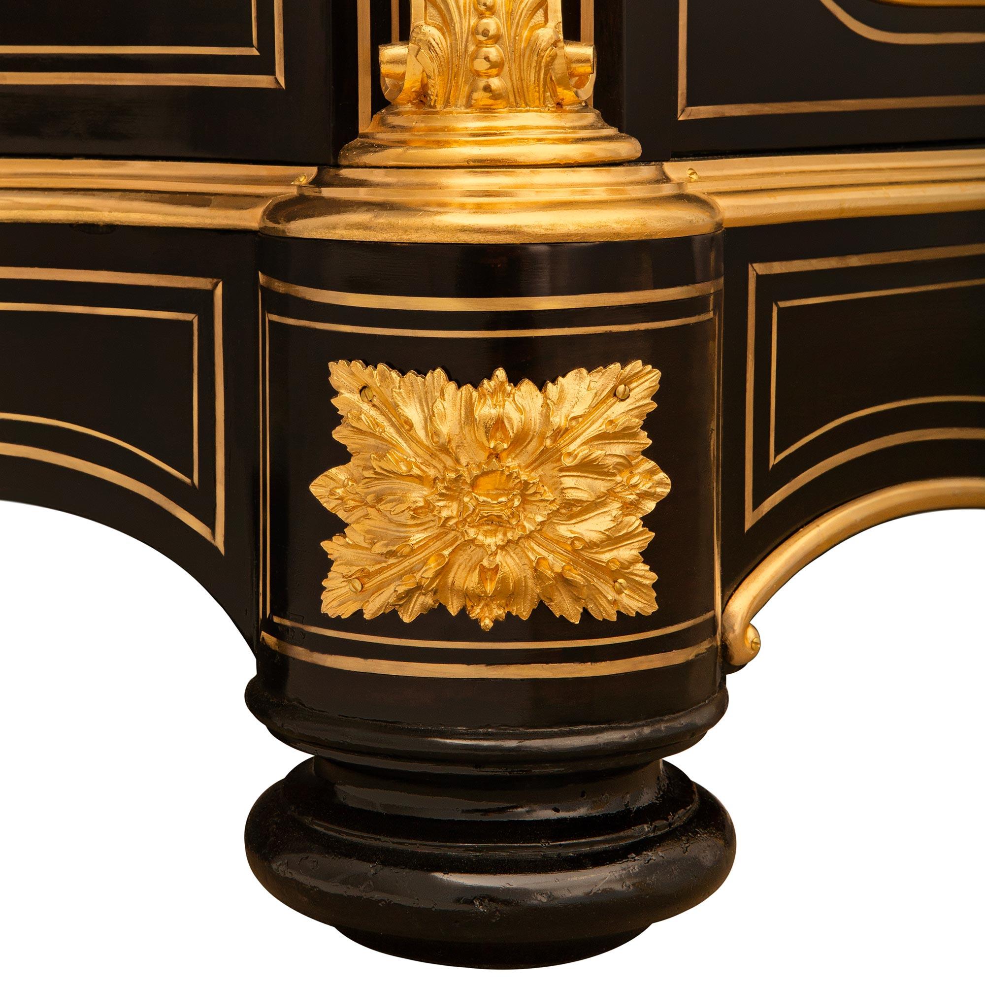 French 19th century Napoleon III Period Ebony, Ormolu and marble cabinet For Sale 5