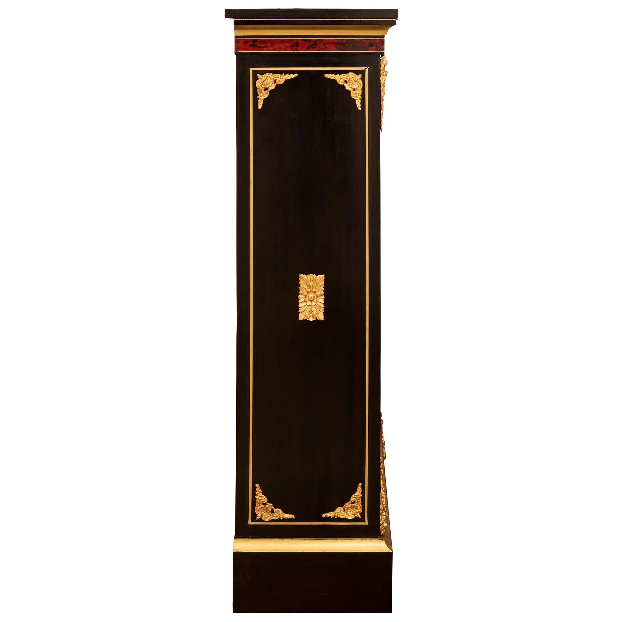 Brass French 19th Century Napoleon III Period Ebony & Tortoiseshell Étagère Bookcase For Sale