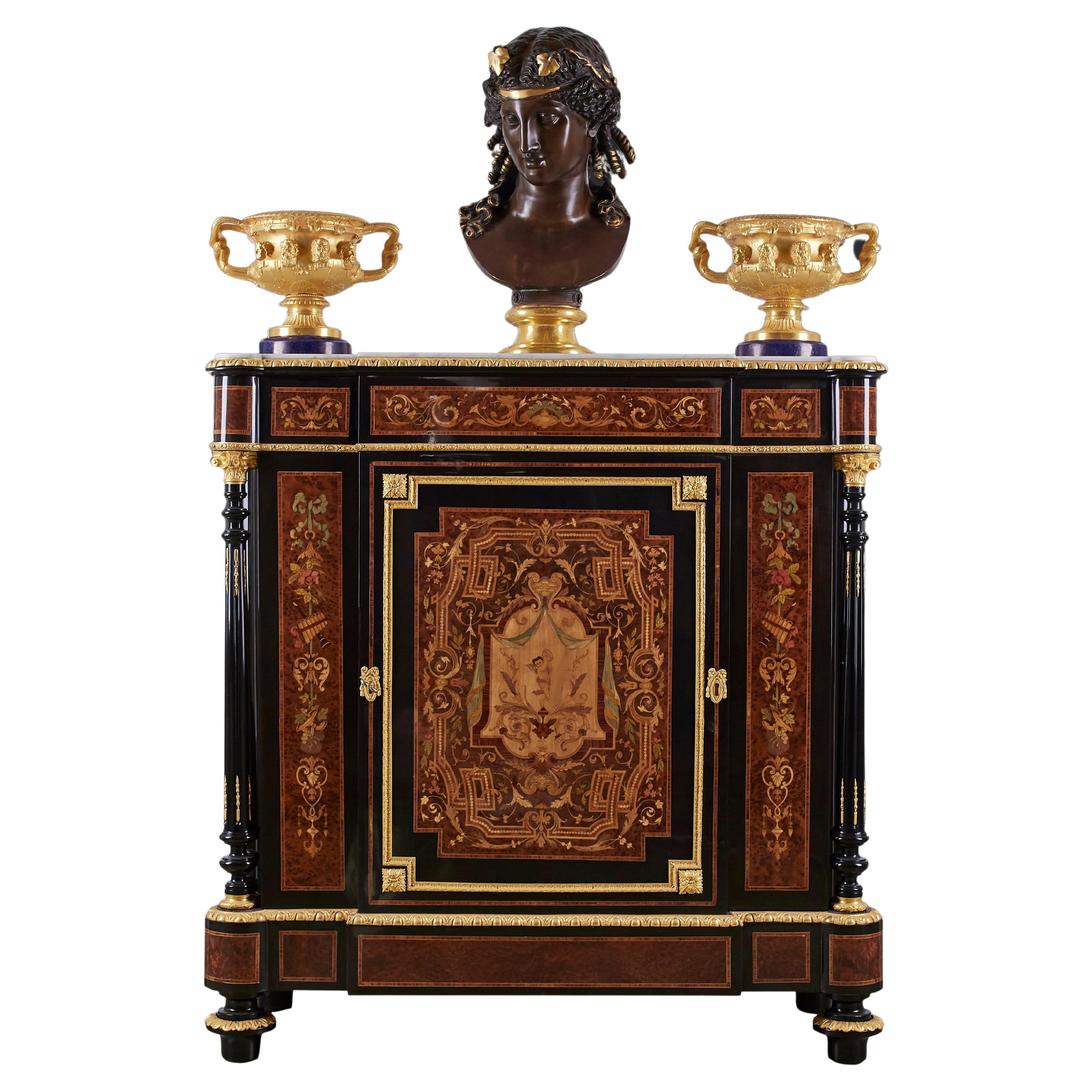 French 19th Century Napoleon III Period Exotic Wood Cabinet For Sale