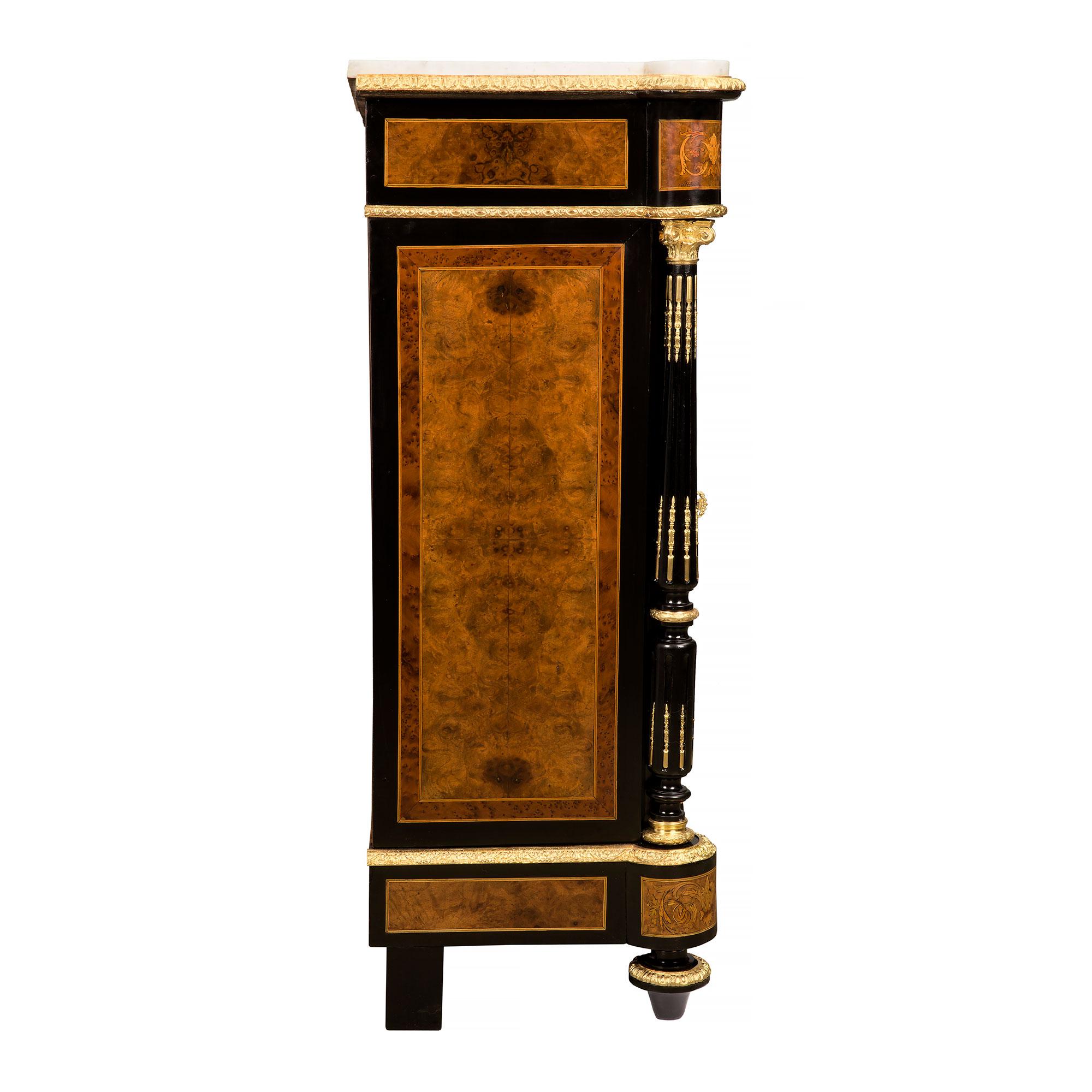 French 19th Century Napoleon III Period Exotic Wood, Ormolu and Marble Cabinet For Sale 2