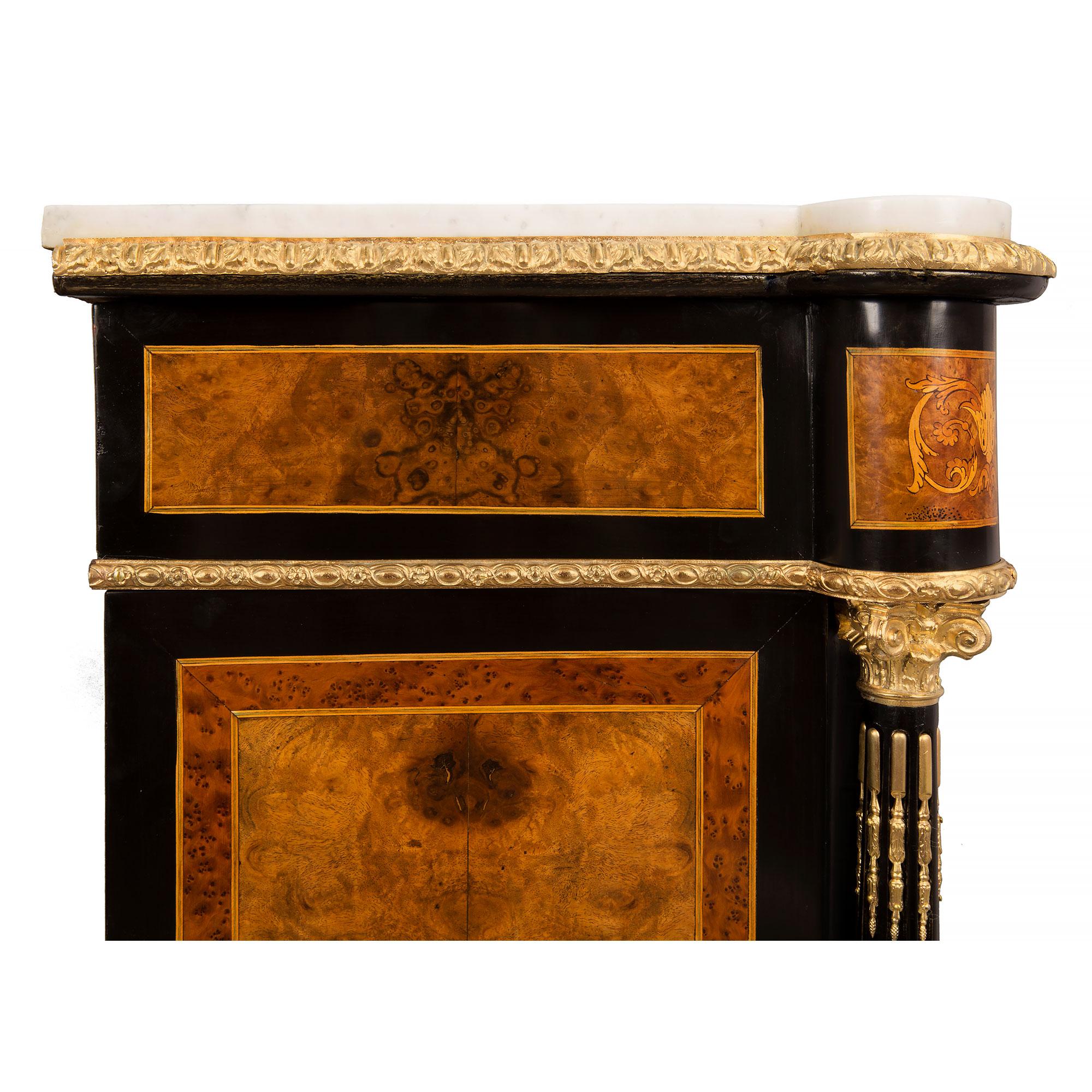 French 19th Century Napoleon III Period Exotic Wood, Ormolu and Marble Cabinet For Sale 3