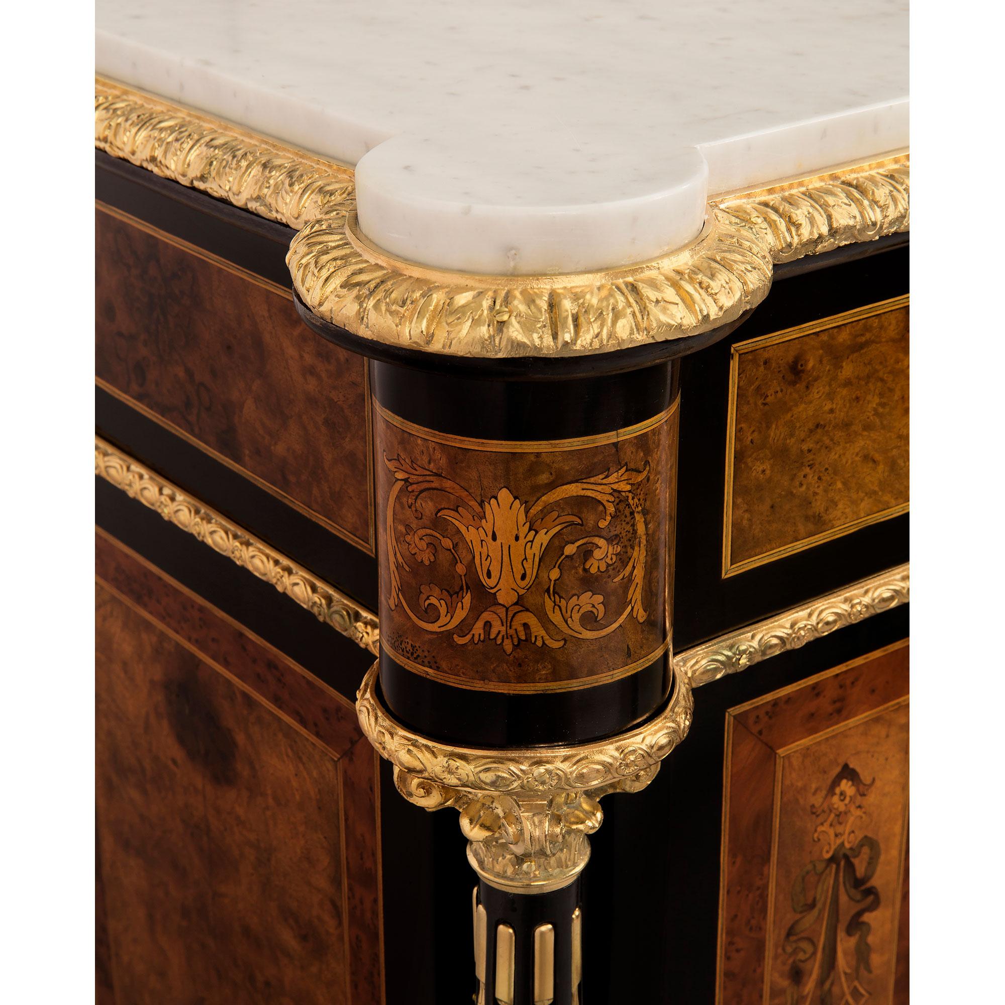 French 19th Century Napoleon III Period Exotic Wood, Ormolu and Marble Cabinet For Sale 4