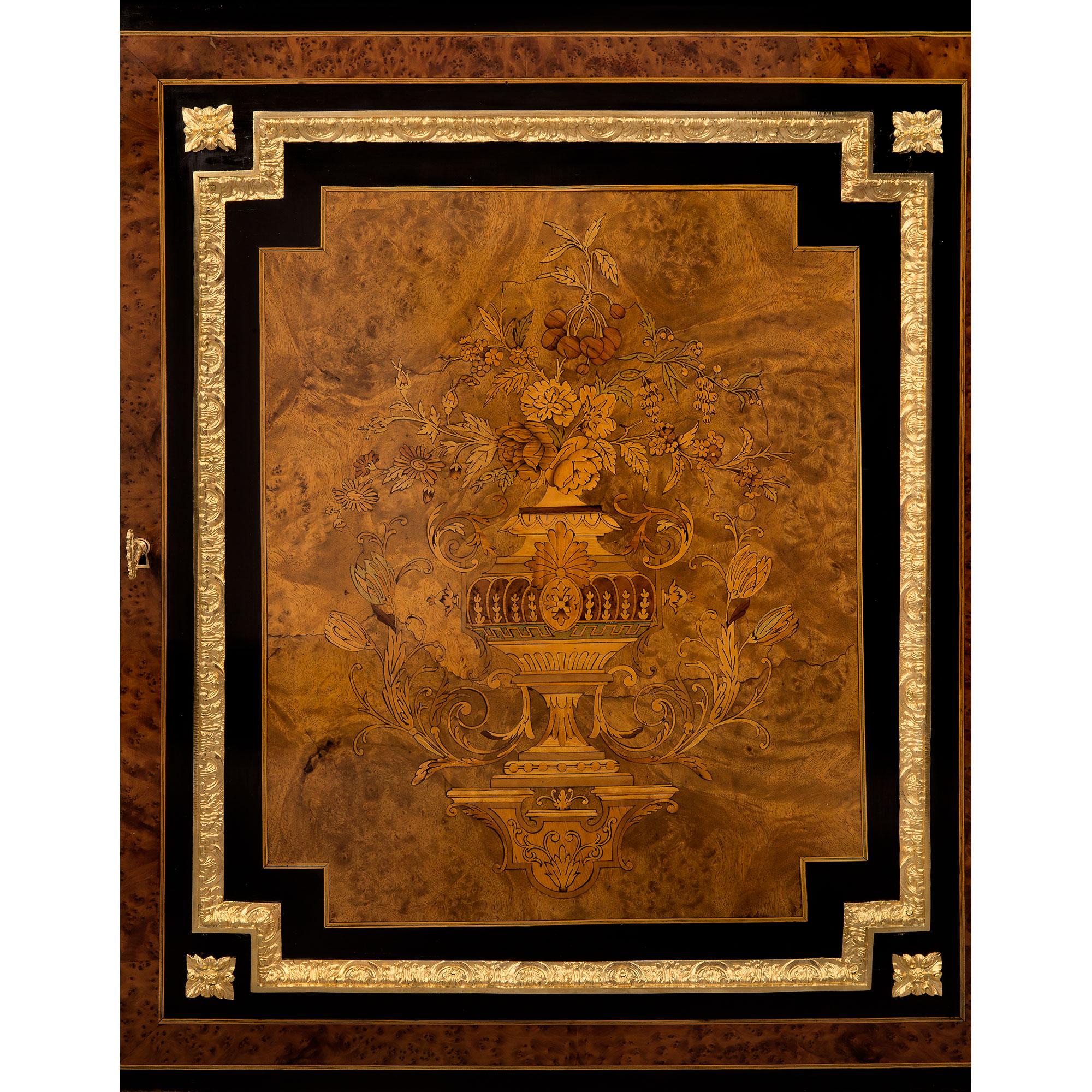 French 19th Century Napoleon III Period Exotic Wood, Ormolu and Marble Cabinet For Sale 6