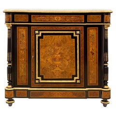 Used French 19th Century Napoleon III Period Exotic Wood, Ormolu and Marble Cabinet