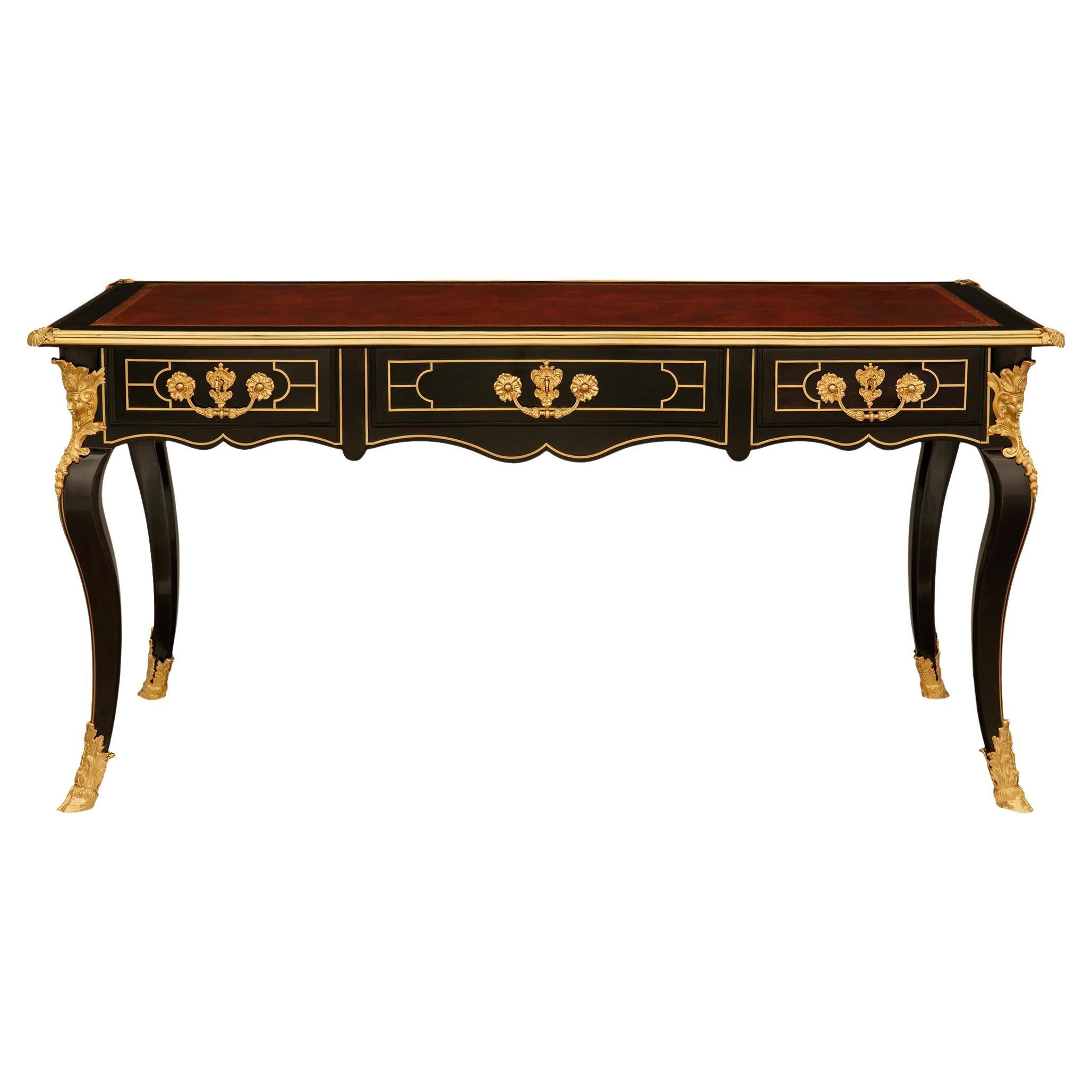 French 19th century Napoleon III Period Fruitwood and Ormolu desk