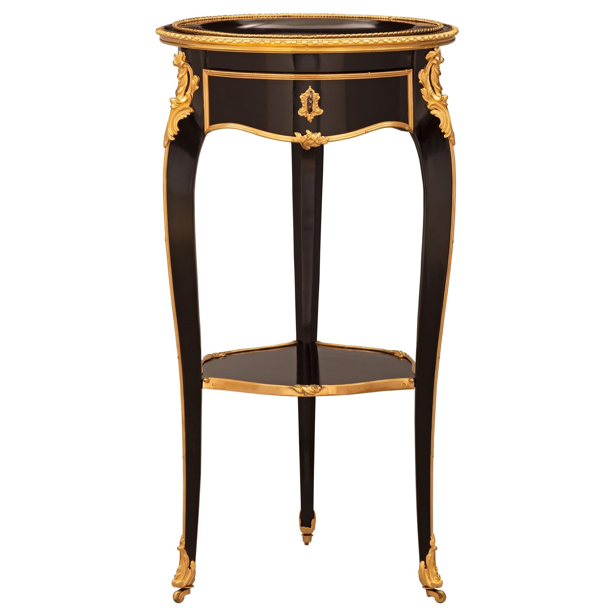 French 19th Century Napoleon III Period Japanese Black Lacquer Side Table