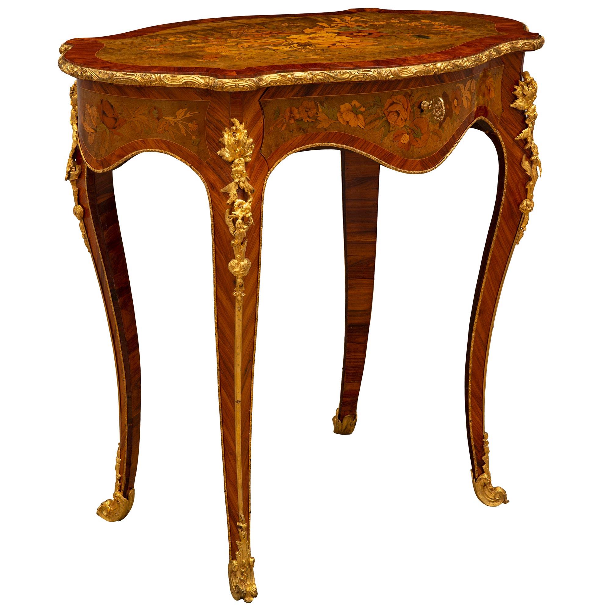 French 19th Century Napoleon III Period Louis XV St. Side Writing Table In Good Condition For Sale In West Palm Beach, FL