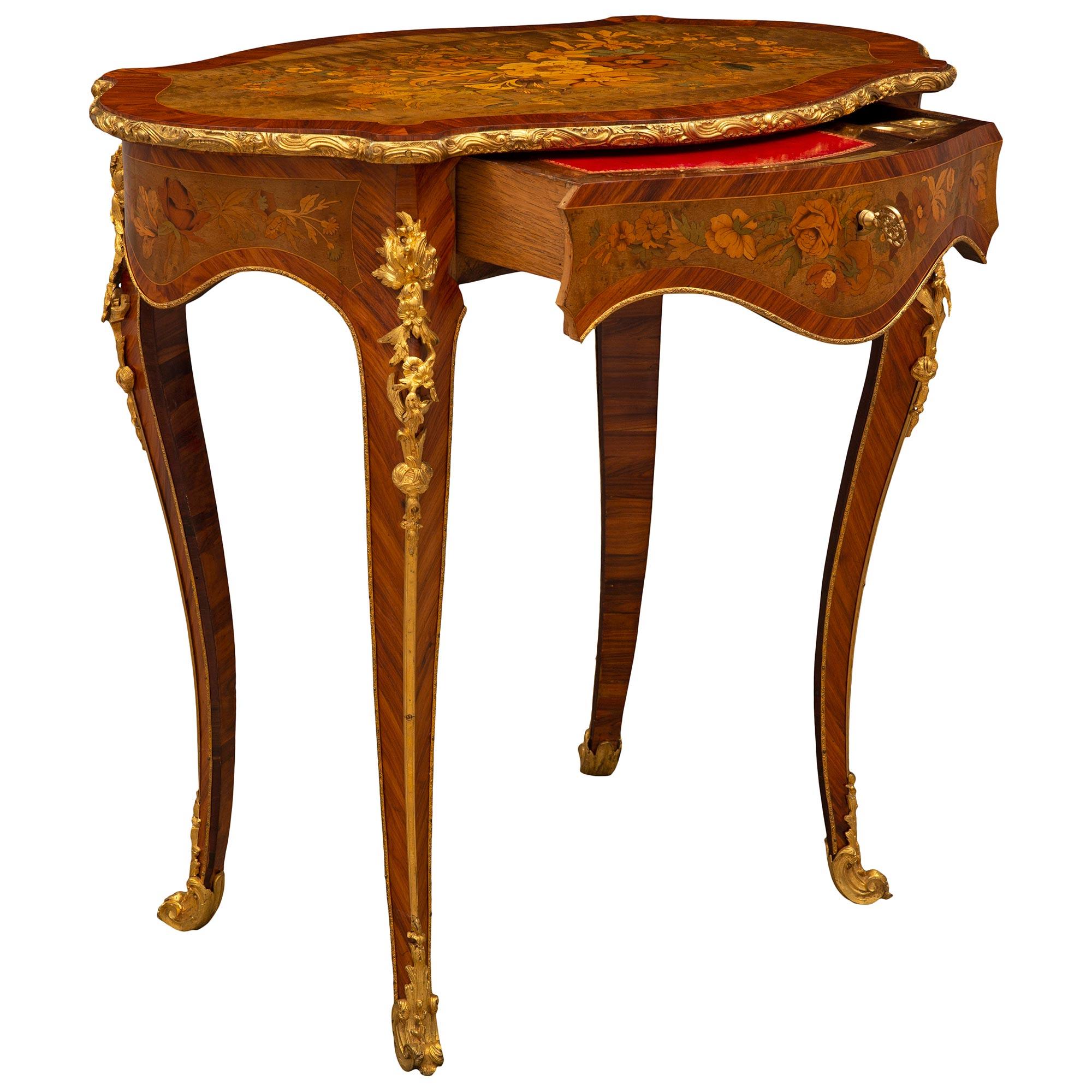 Ormolu French 19th Century Napoleon III Period Louis XV St. Side Writing Table For Sale