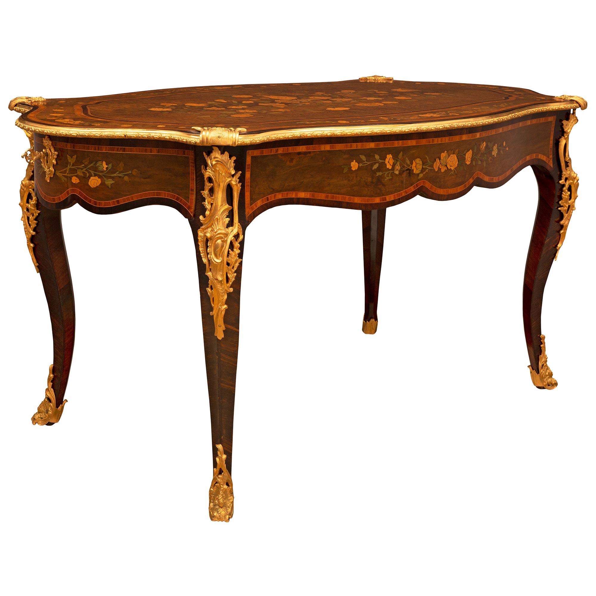 French 19th Century Napoleon III Period Louis XV Style Center Table In Good Condition For Sale In West Palm Beach, FL