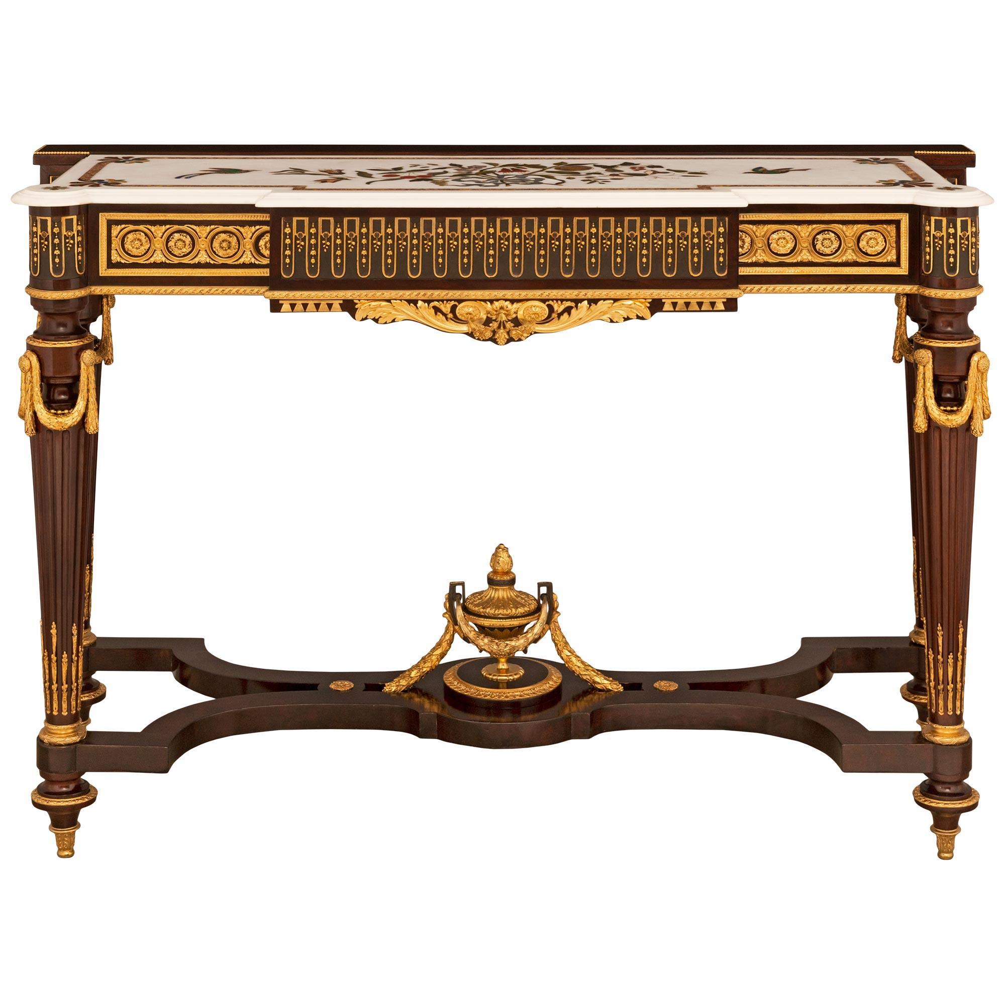 French 19th Century Napoleon III Period Mahogany, Ormolu and Marble Console For Sale 5
