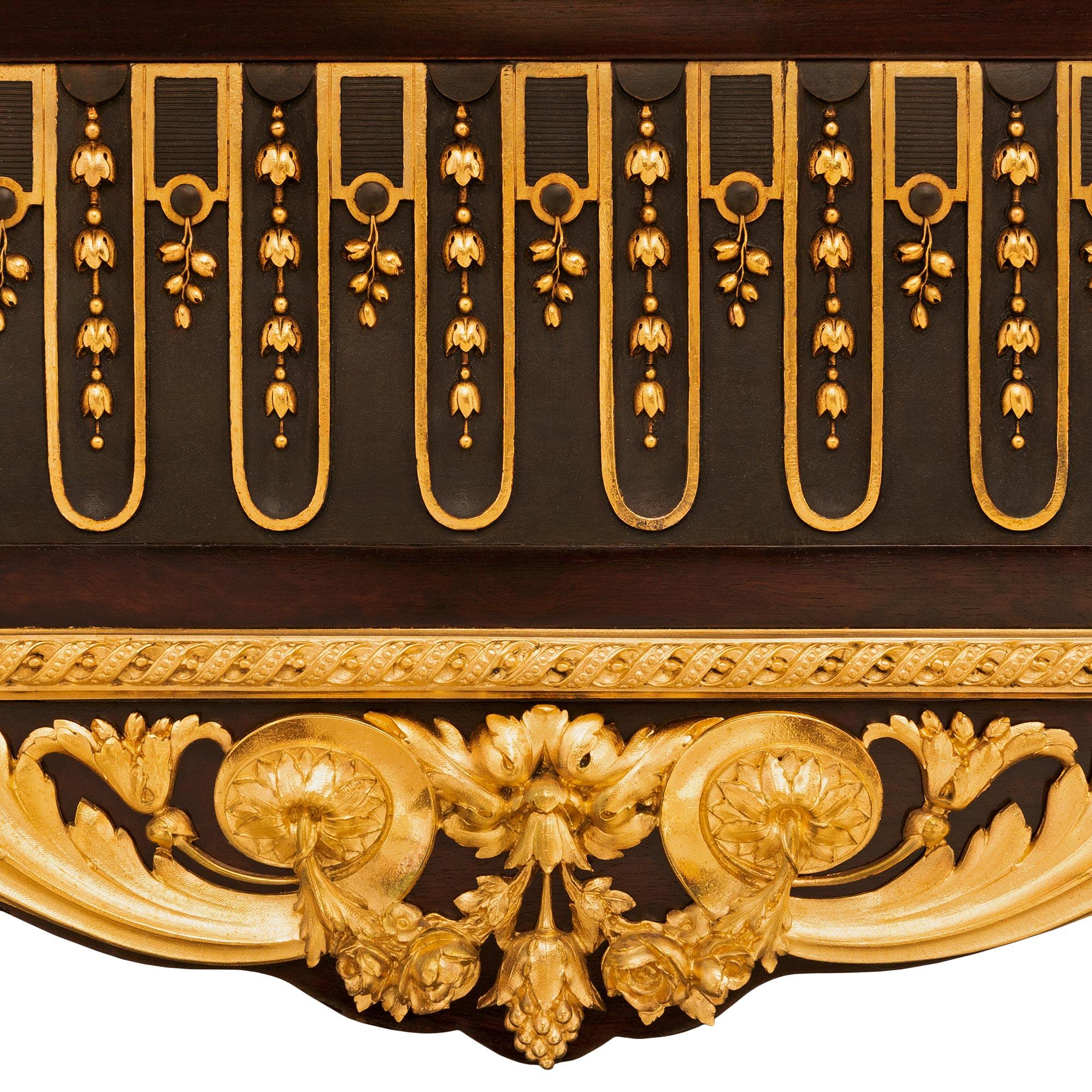 French 19th Century Napoleon III Period Mahogany, Ormolu and Marble Console For Sale 1